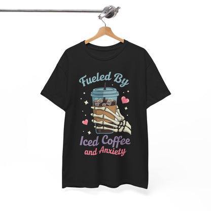Fueled by Iced Coffee and Anxiety Funny Coffee Lover T-Shirt