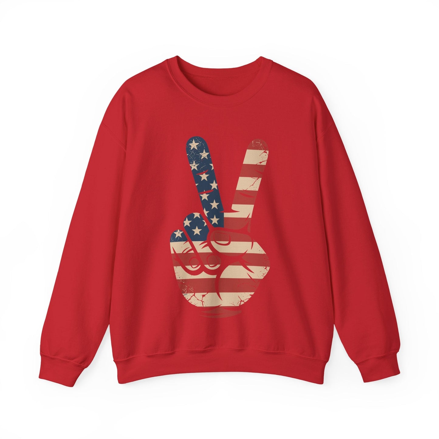 USA Flag Peace Sign Hand 4th of July Patriotic Men Boys Sweatshirt
