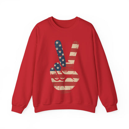 USA Flag Peace Sign Hand 4th of July Patriotic Men Boys Sweatshirt