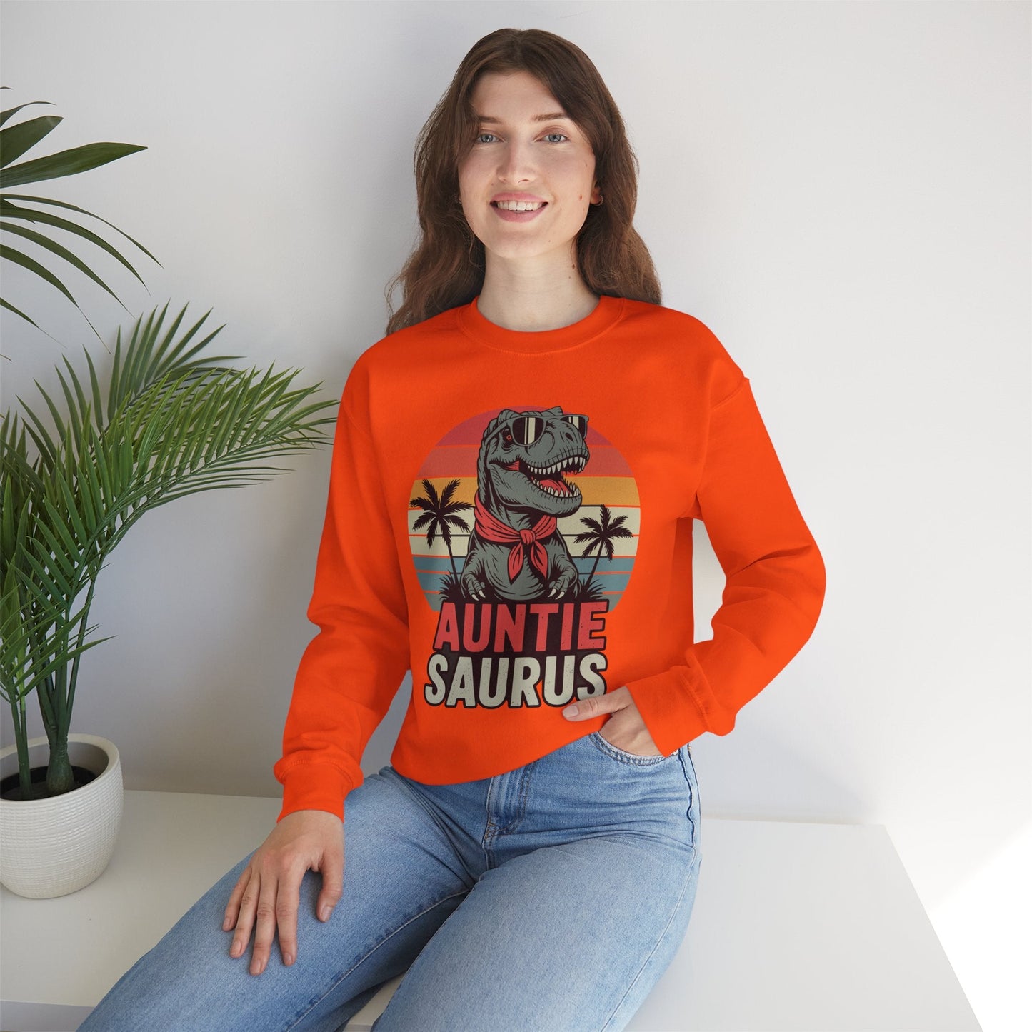 Auntiesaurus T Rex Dinosaur Auntie Saurus Family Matching Sweatshirt