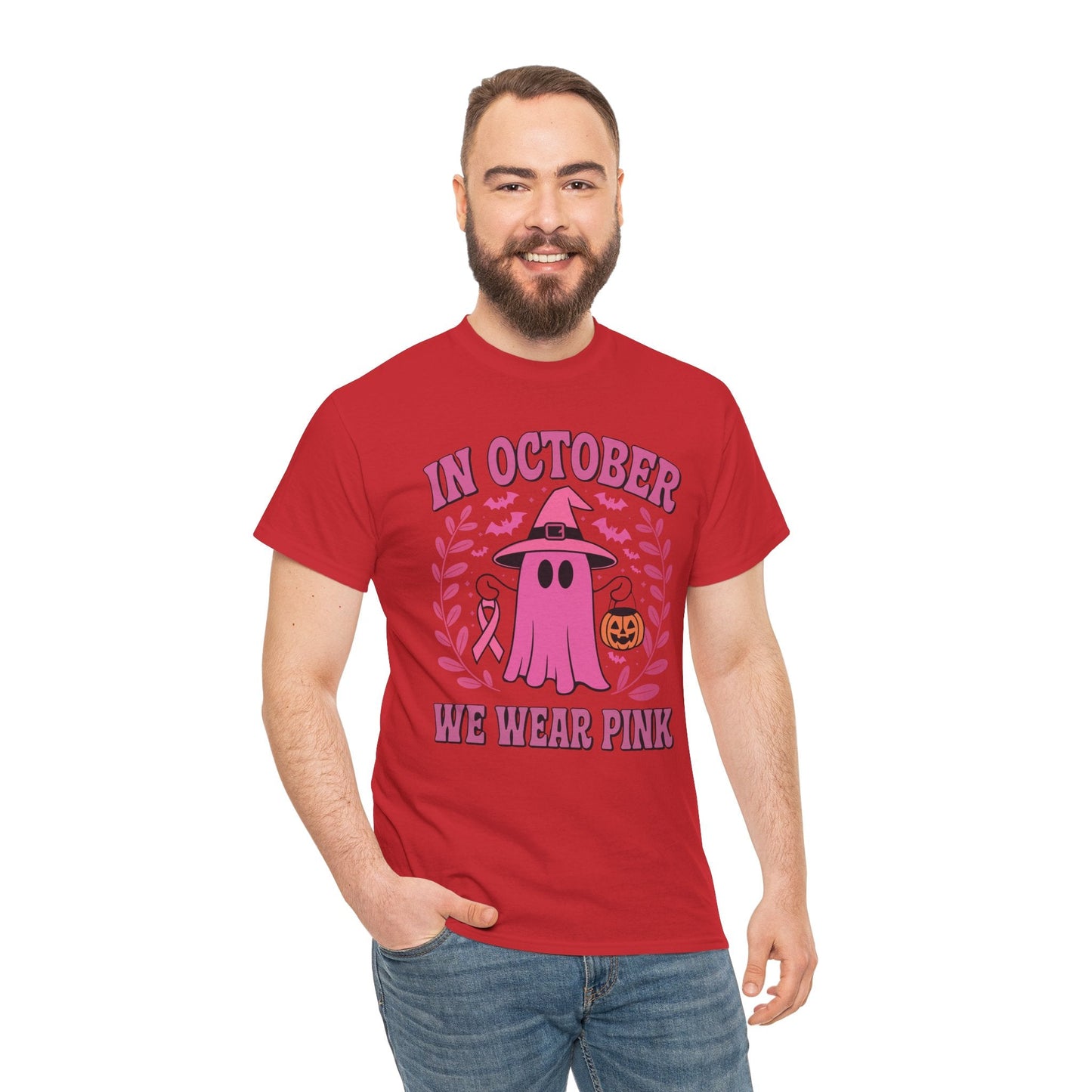 In October We Wear Pink Breast Cancer Awareness Halloween T-Shirt