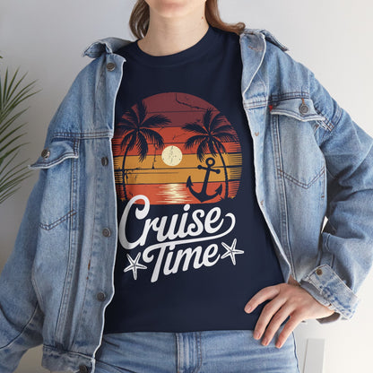 On Cruise Time Coconut Tree Graphic Summer Vacation Cruising T-shirt