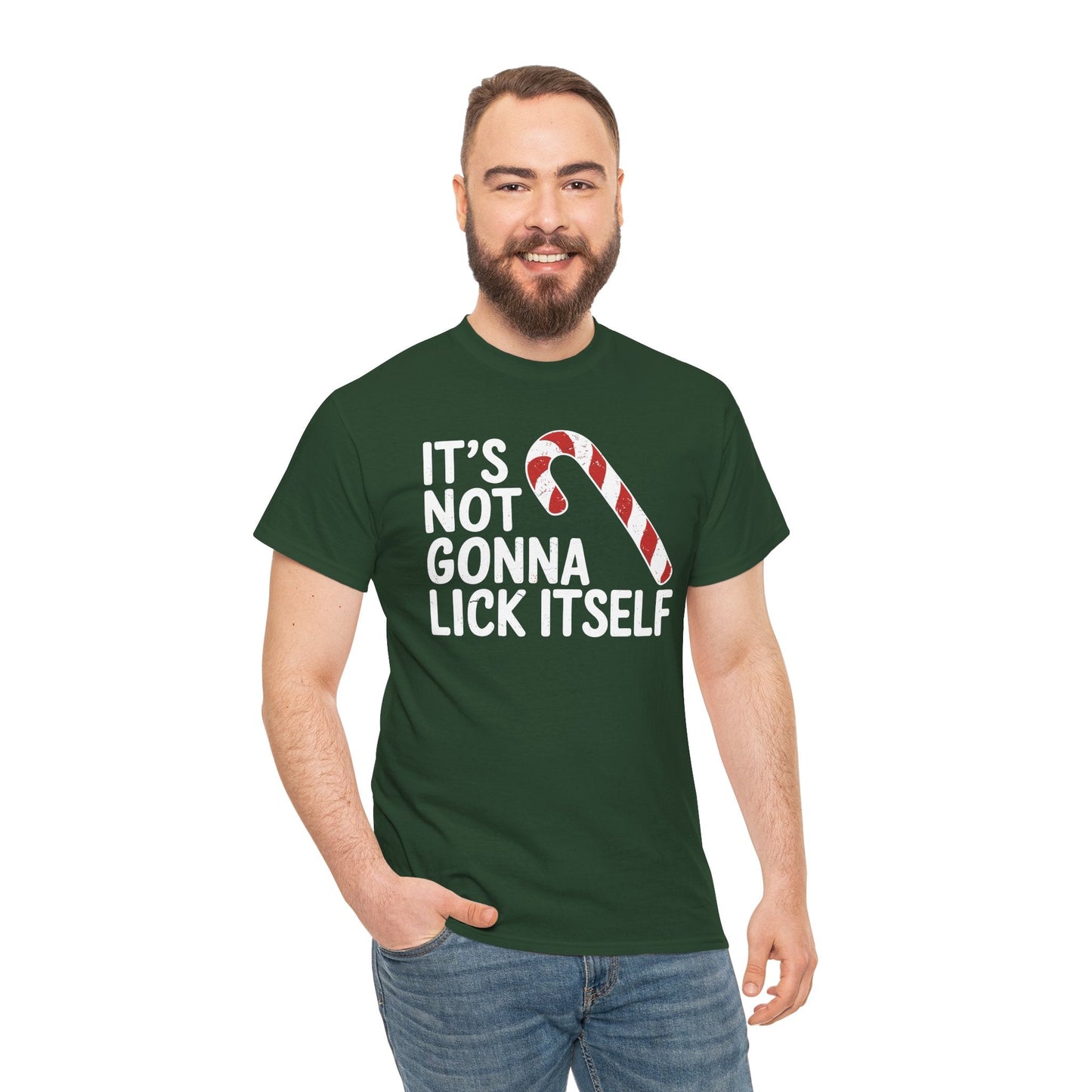 Funny Candy Cane Lick Itself Adult Christmas in July Gift T-Shirt