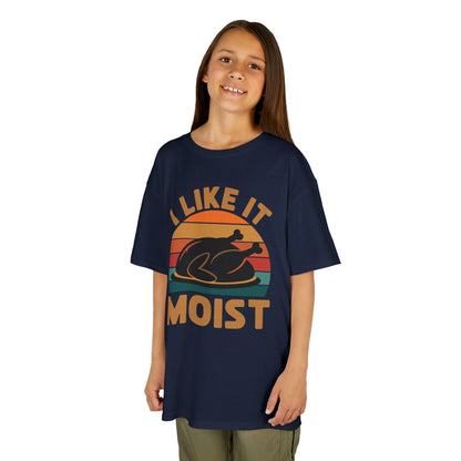 I Like It Moist Unisex Kids Black Thanksgiving T-Shirt