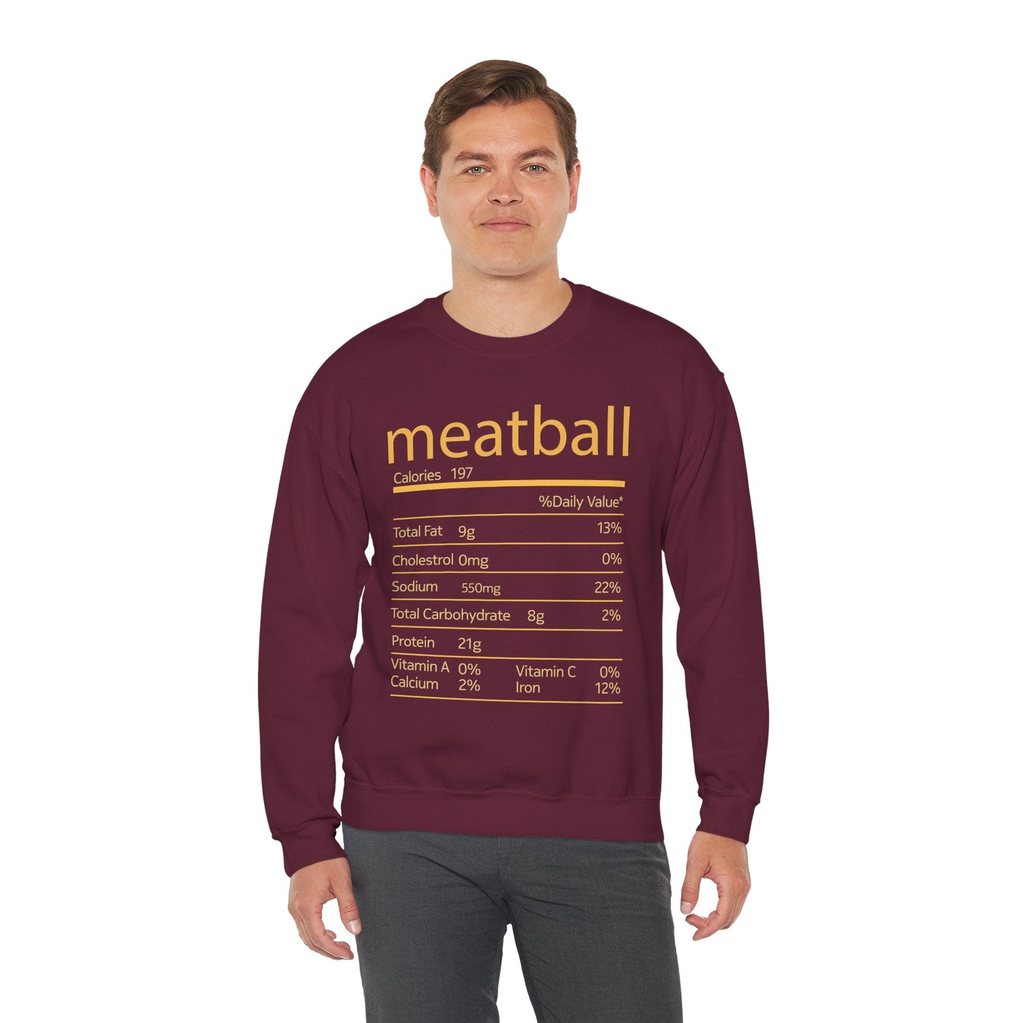 Meatball Nutrition Facts Funny Thanksgiving Christmas Sweatshirt