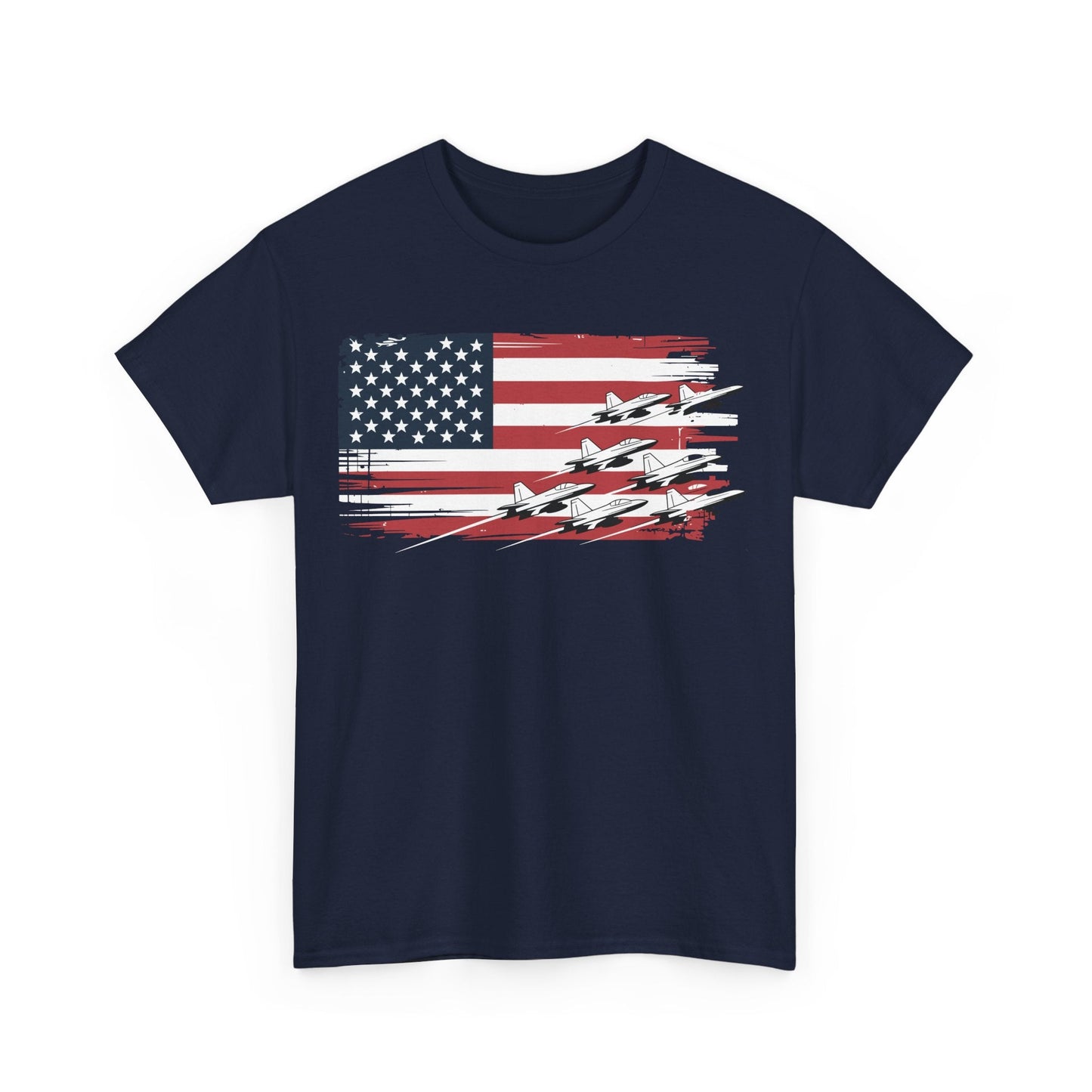 Patriotic Red White Blue USA Flag Fighter Jets 4th of July T-Shirt