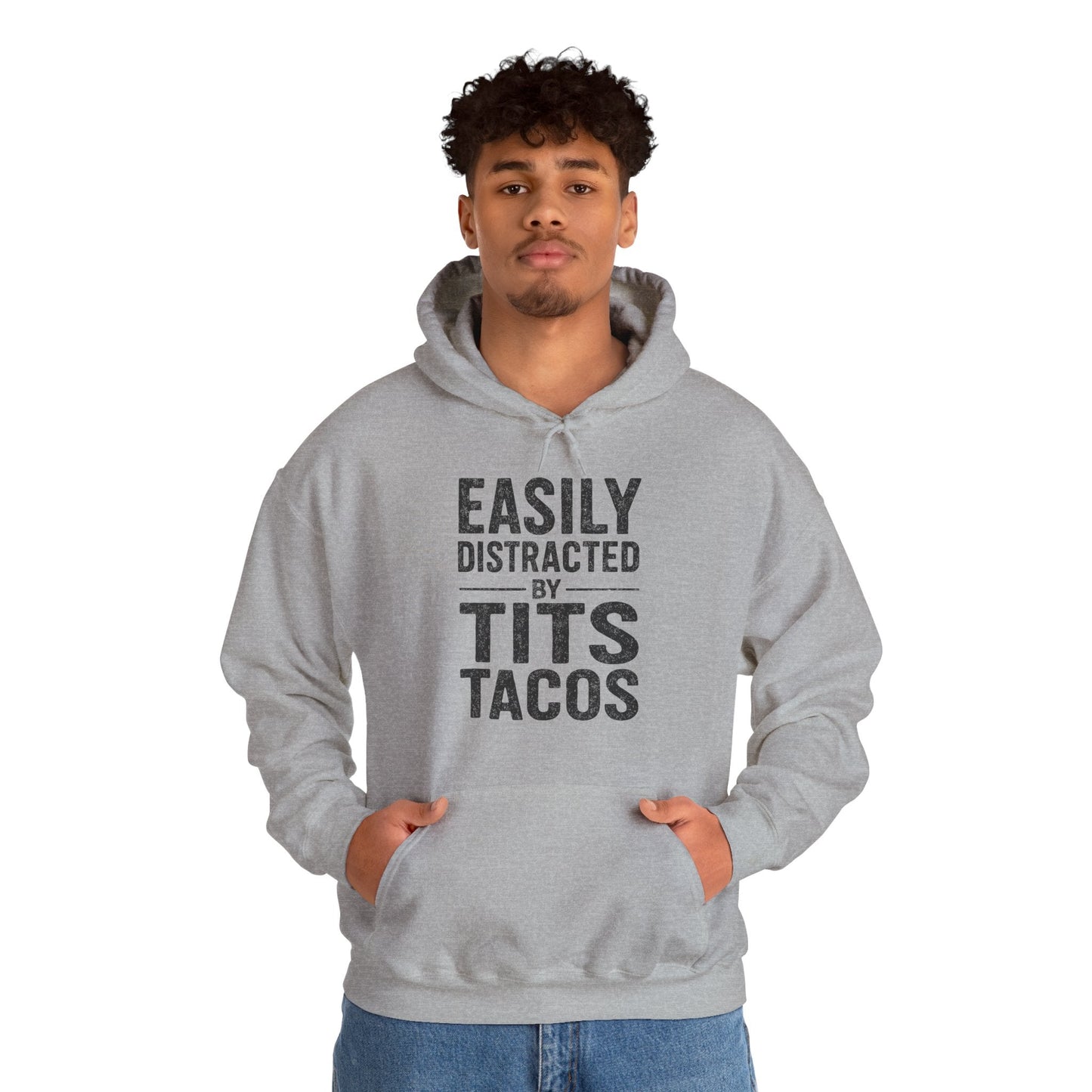 Men's Easily Distracted By Tits and Tacos Adult Humor Gift Hoodie