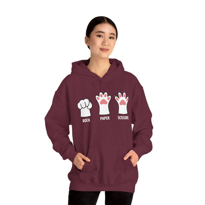 Funny  Introvert Cat Animal Rescue Rock Paper Scissors Cute Paw Cat Hoodie