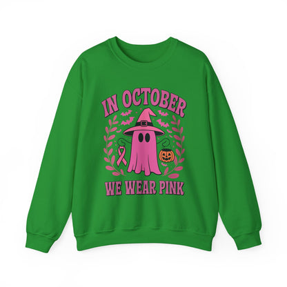 In October We Wear Pink Breast Cancer Awareness Halloween Sweatshirt