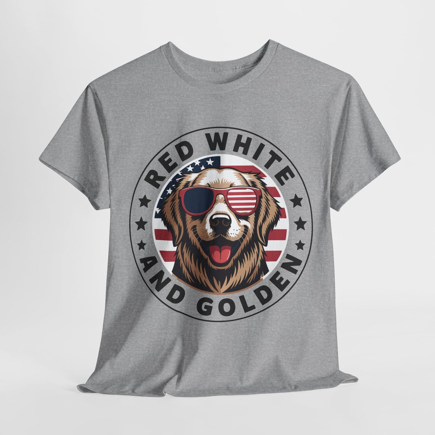 Red White Golden Retriever American Flag 4th of July Gift T-Shirt
