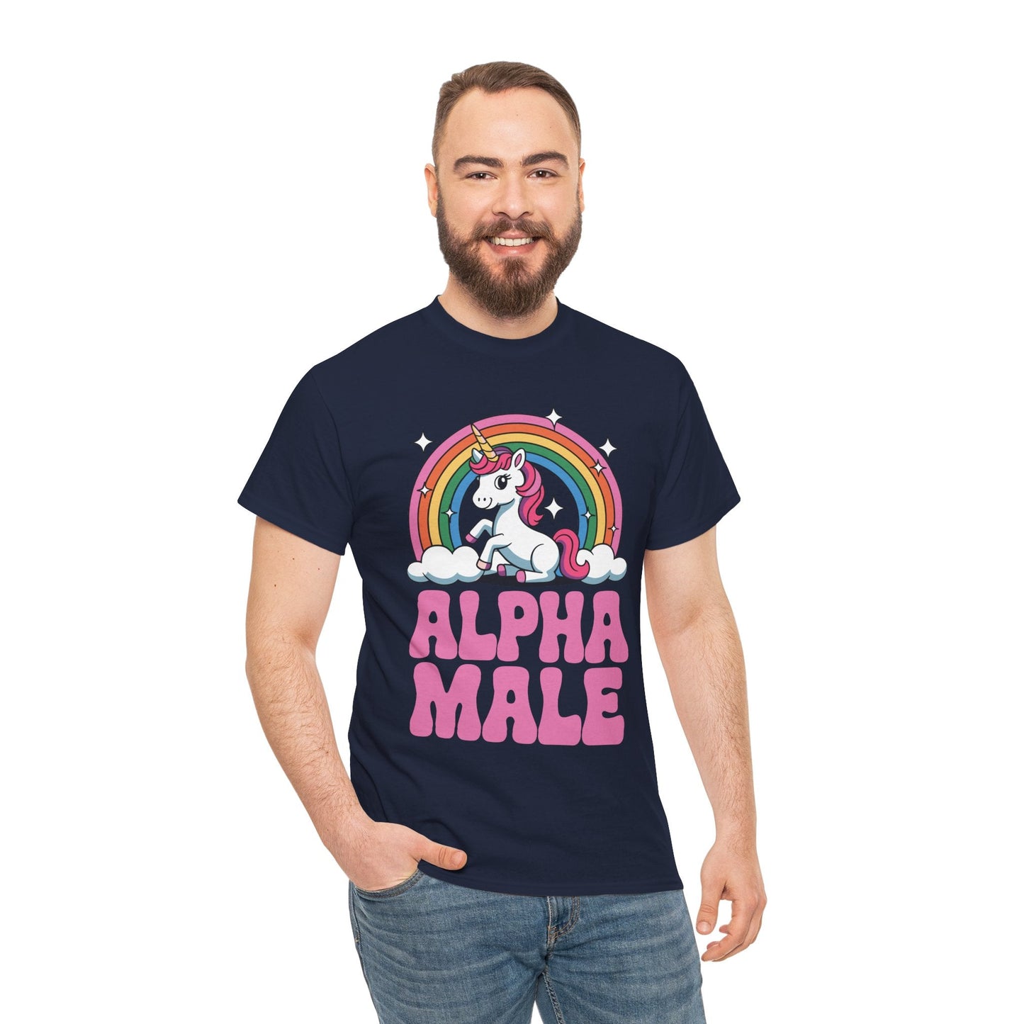 Funny Alpha Male Unicorn Sarcastic Ironic Weird Y2K Humor T-Shirt