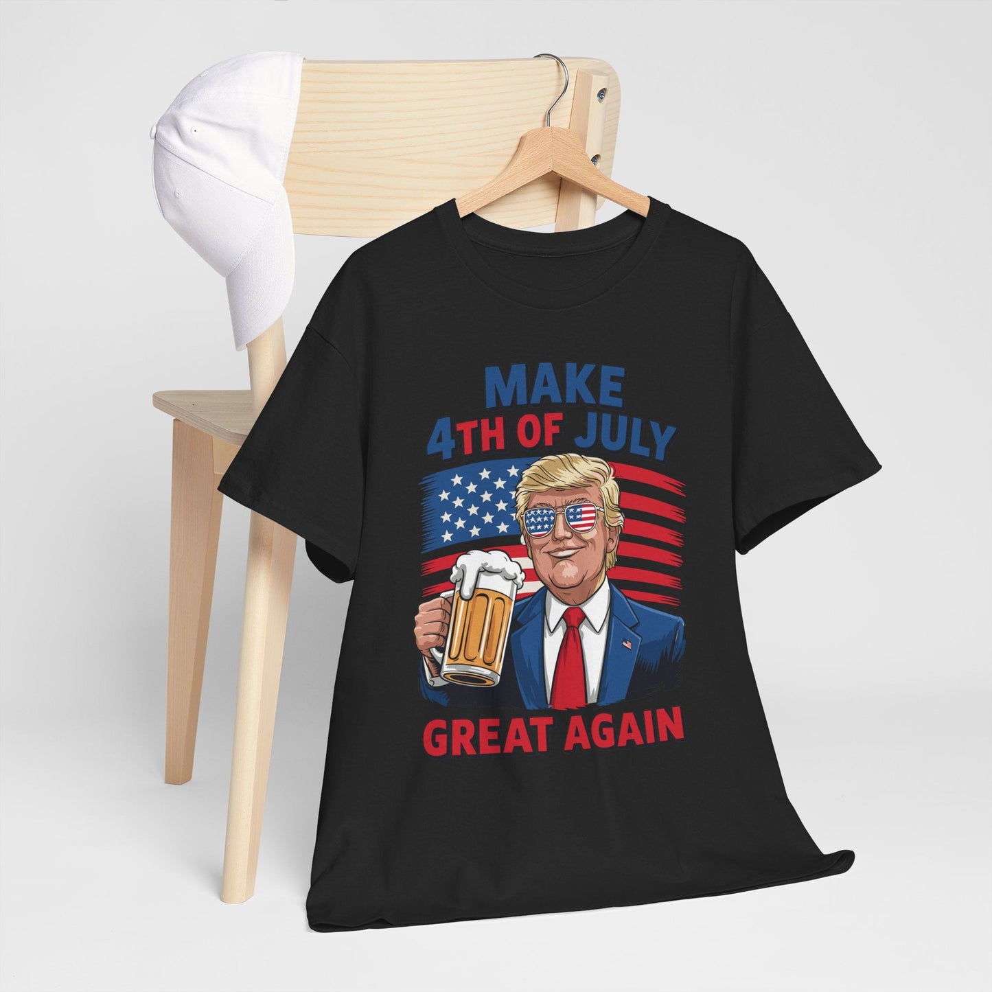 Funny Trump Make 4th Of July Great Again Drinking Beer T-Shirt