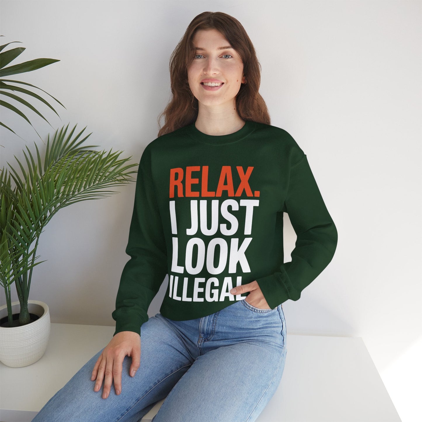 funny Relax, I Just Look Illegal sarcastic Sweatshirt