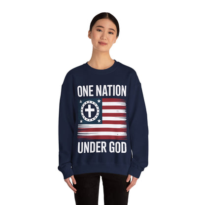 One Nation Under God Flag 4th Of July Patriotic Christian Sweatshirt
