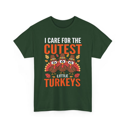 Care For Little Turkeys Nurse Fall Thanksgiving Scrub Top T-Shirt