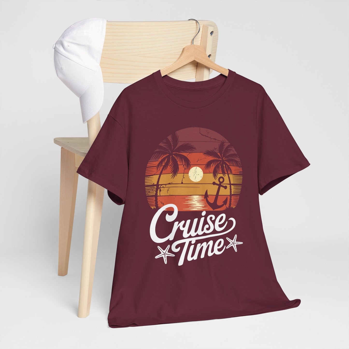 On Cruise Time Coconut Tree Graphic Summer Vacation Cruising T-shirt