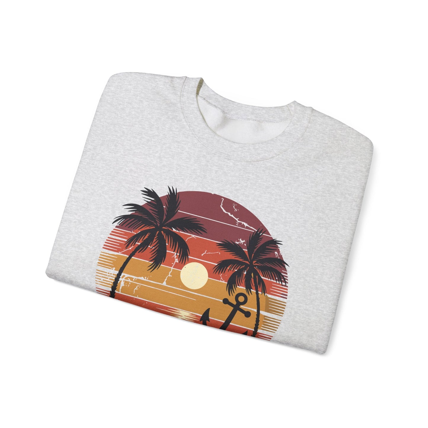 On Cruise Time Coconut Tree Graphic Summer Vacation Cruising Sweatshirt