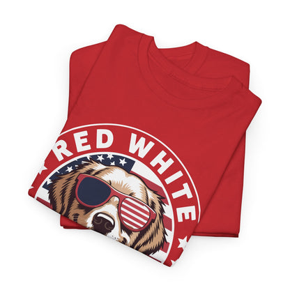 Red White Golden Retriever American Flag 4th of July Gift T-Shirt