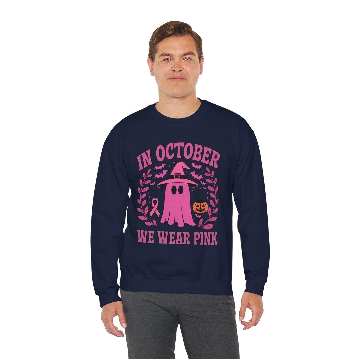 In October We Wear Pink Breast Cancer Awareness Halloween Sweatshirt