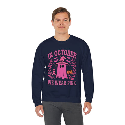 In October We Wear Pink Breast Cancer Awareness Halloween Sweatshirt
