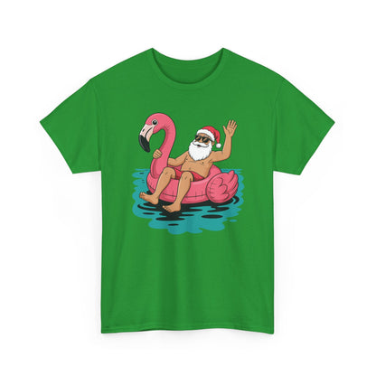 Santa Flamingo Floatie Funny Christmas In July Summer Xmas T-Shirt
