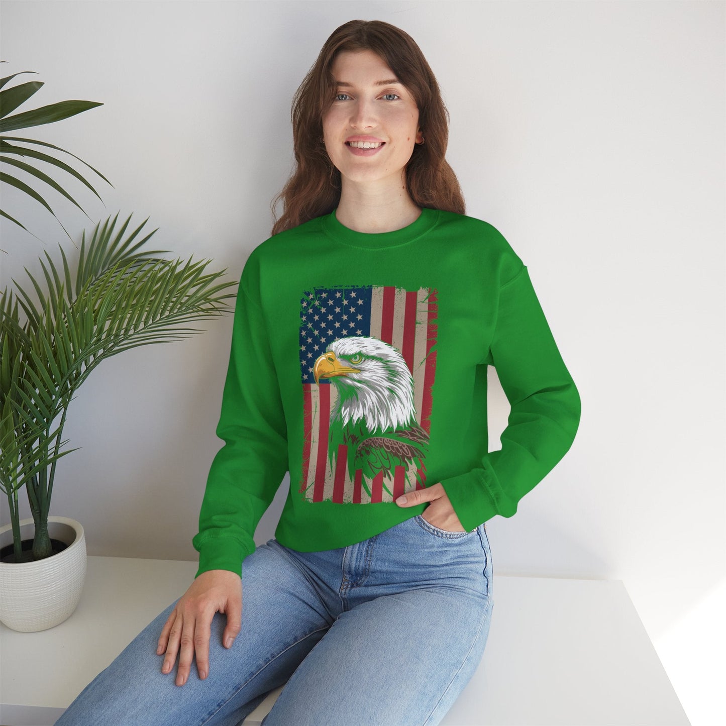 American Flag Bald Eagle Patriotic Red White Blue Sweatshirt