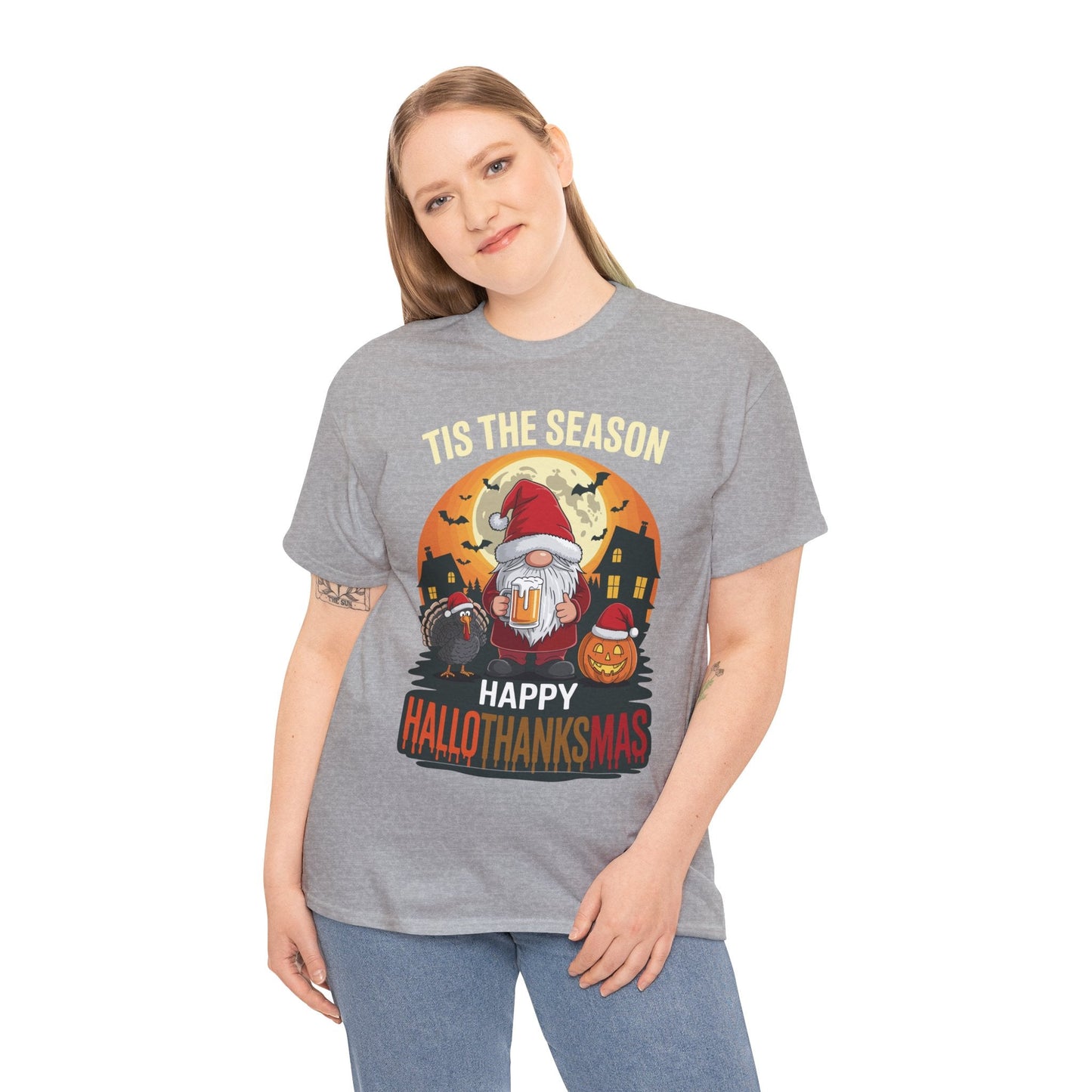 Happy Hallothanksmas Halloween Thanksgiving Merry Christmas T-Shirt
