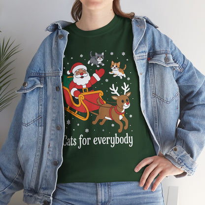 Cats For Everybody Christmas Cat Funny Xmas Women Santa T-Shirt