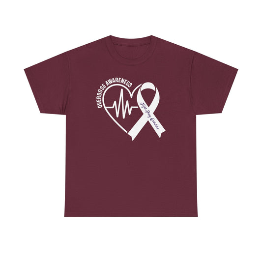 Overdose Awareness Month Heart Purple Ribbon Support T-Shirt