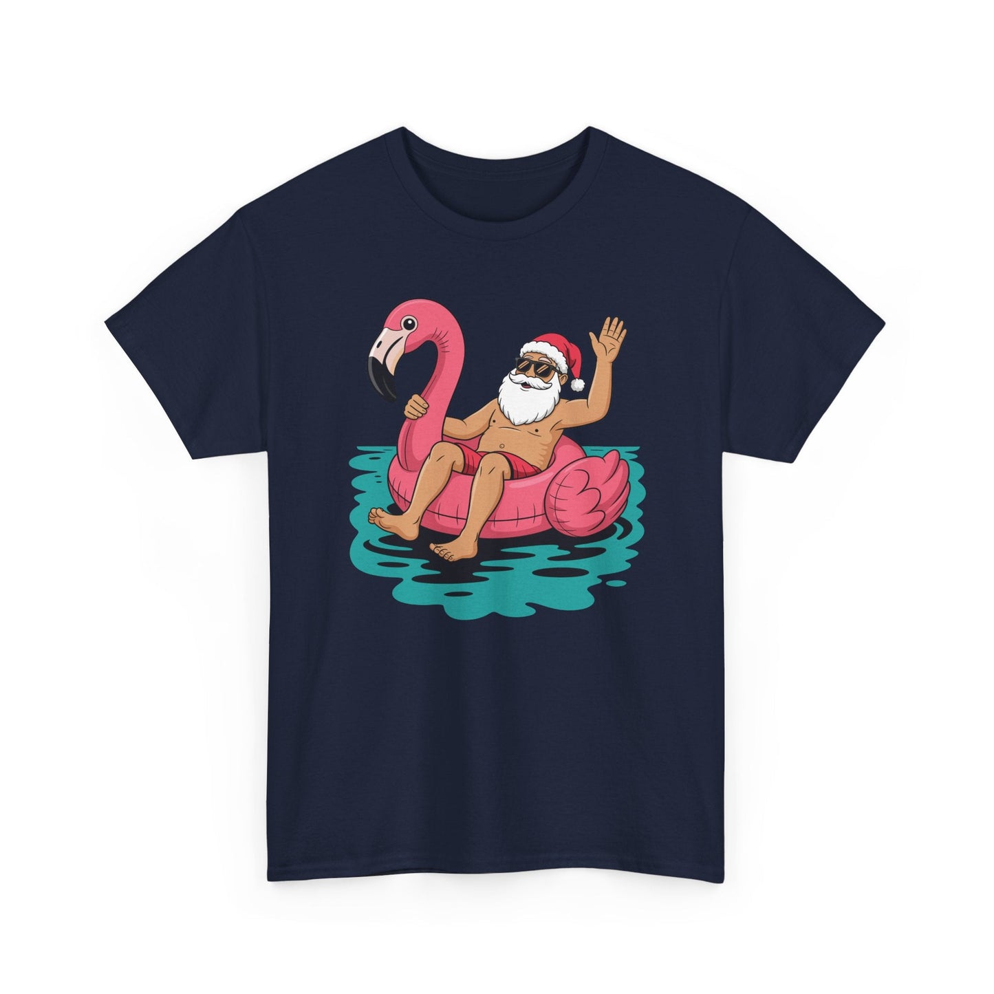 Santa Flamingo Floatie Funny Christmas In July Summer Xmas T-Shirt