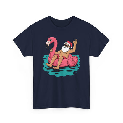 Santa Flamingo Floatie Funny Christmas In July Summer Xmas T-Shirt