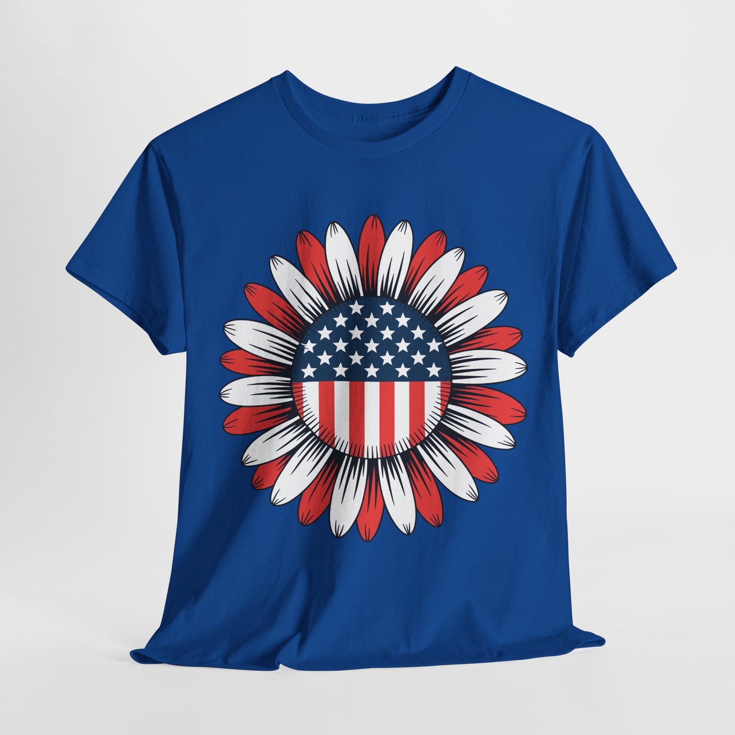 Sunflower American Flag 4th of July Women Men Merica USA T-Shirt