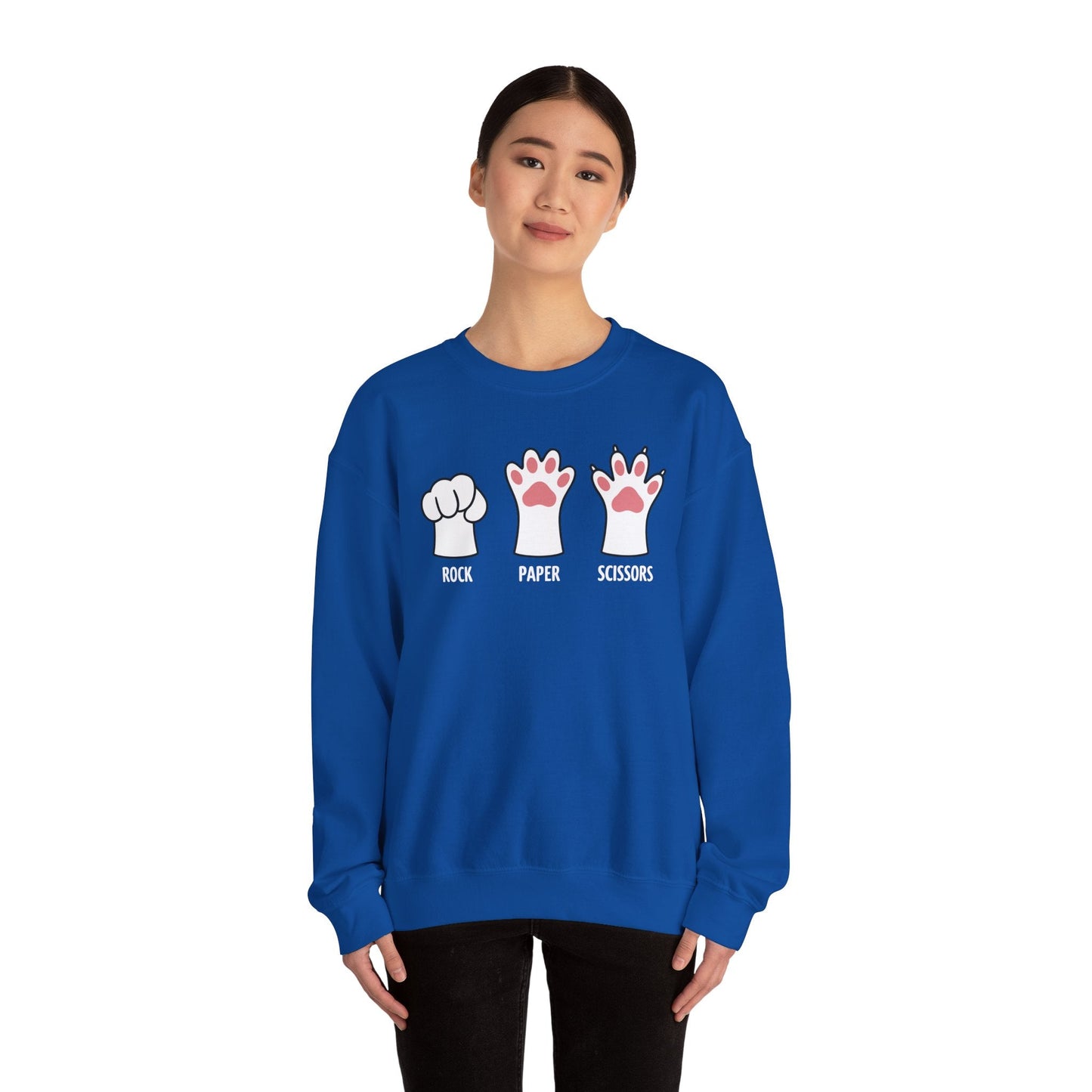 Funny  Introvert Cat Animal Rescue Rock Paper Scissors Cute Paw Cat Sweatshirt
