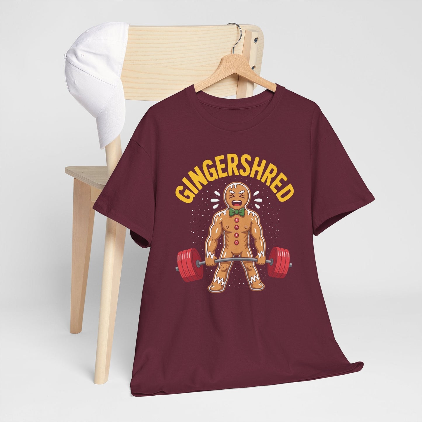 Funny Gingershred Gingerbread Man Gym Bodybuilding Christmas T-Shirt