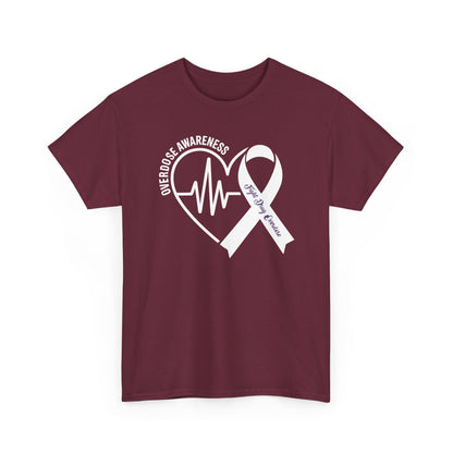 Overdose Awareness Month Heart Purple Ribbon Support T-Shirt