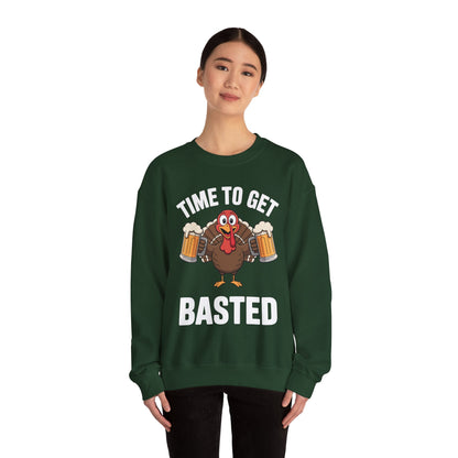 Time To Get Basted Funny Beer Thanksgiving Turkey Gift Sweatshirt