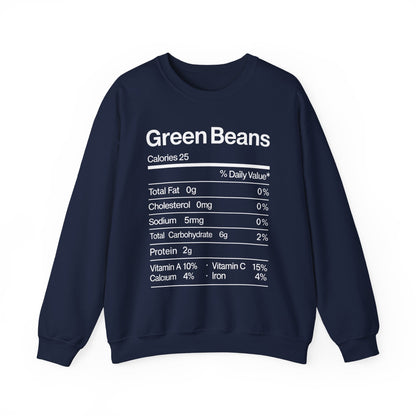 Green Beans Nutrition Facts Funny Thanksgiving Christmas Sweatshirt