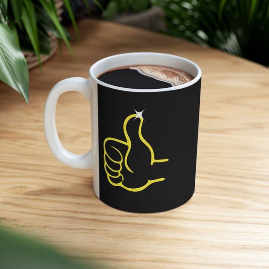 Funny Thumbs Up Emoji Graphic Mug Positive Vibes Coffee Mug