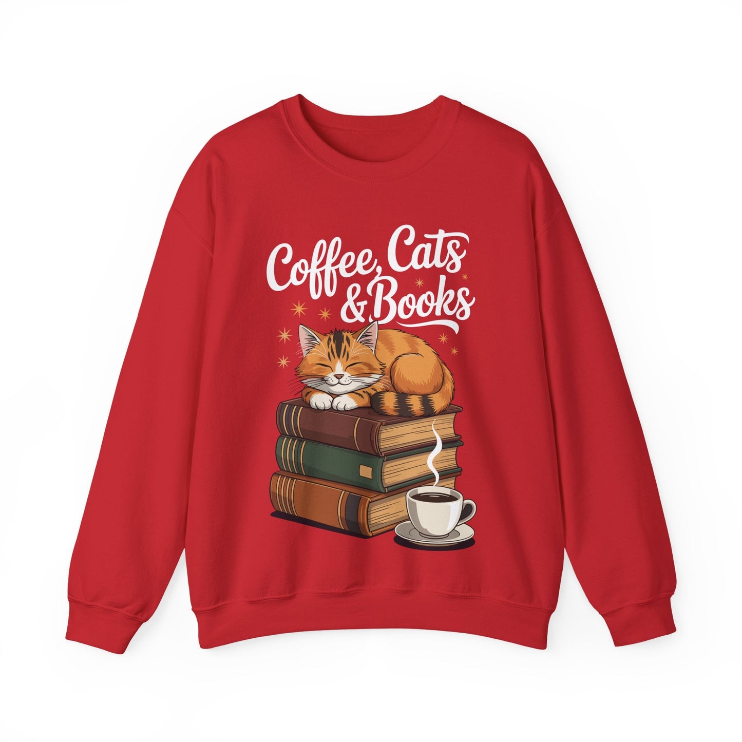 Coffee Cats & Books Lover, For Women & Girls, Funny Coffee Sweatshirt