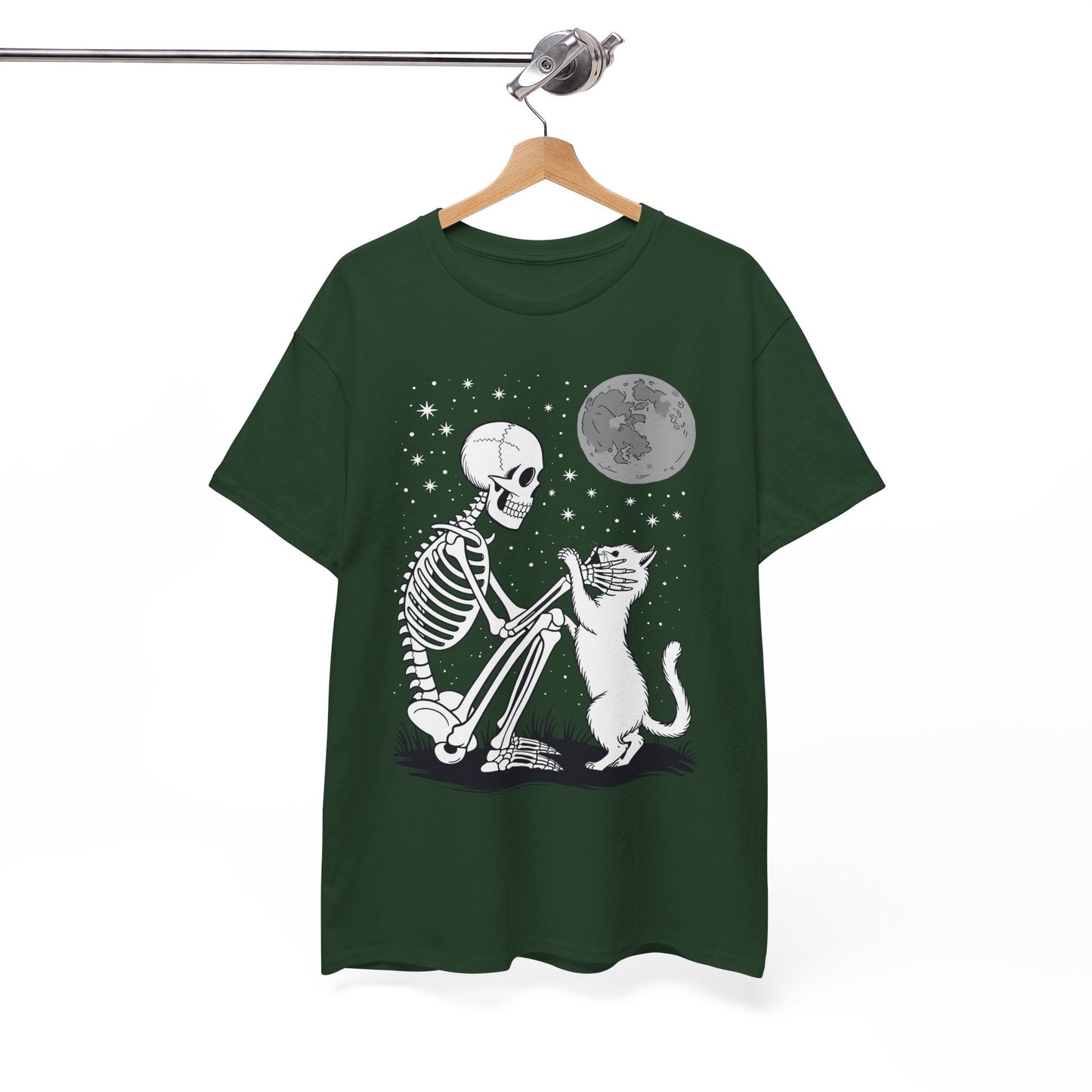 Skeleton Cat Skull Kitty Cute Goth Halloween Men Women T-Shirt