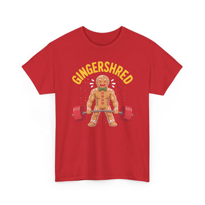 Funny Gingershred Gingerbread Man Gym Bodybuilding Christmas T-Shirt