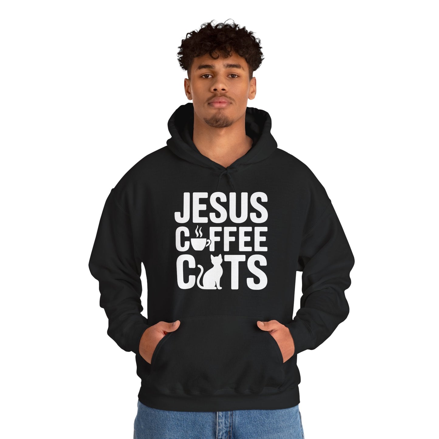Christian Jesus, Coffee, Cats - Religous Cat Caffeine Lover Hoodie