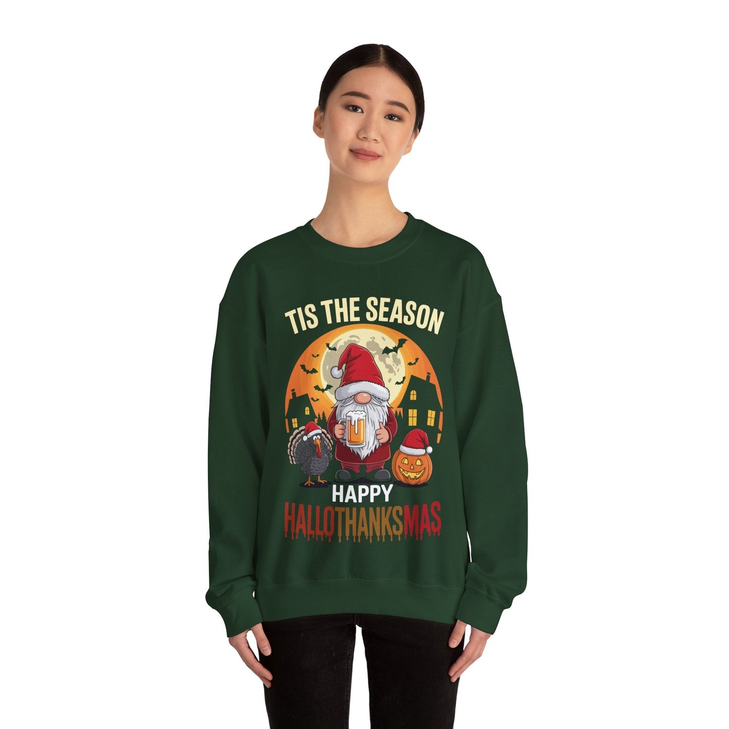 Happy Hallothanksmas Halloween Thanksgiving Merry Christmas Sweatshirt