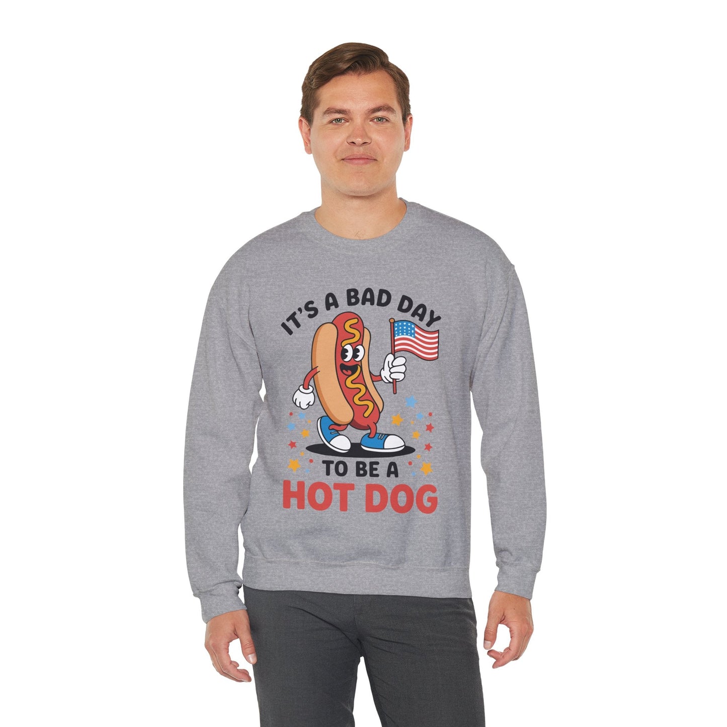 Its A Bad Day To Be A Hot Dog Funny meme HotDog usa flag Men Women Sweatshirt