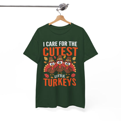 Care For Little Turkeys Nurse Fall Thanksgiving Scrub Top T-Shirt