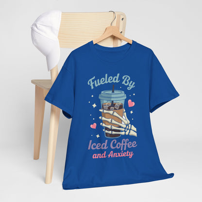 Fueled by Iced Coffee and Anxiety Funny Coffee Lover T-Shirt