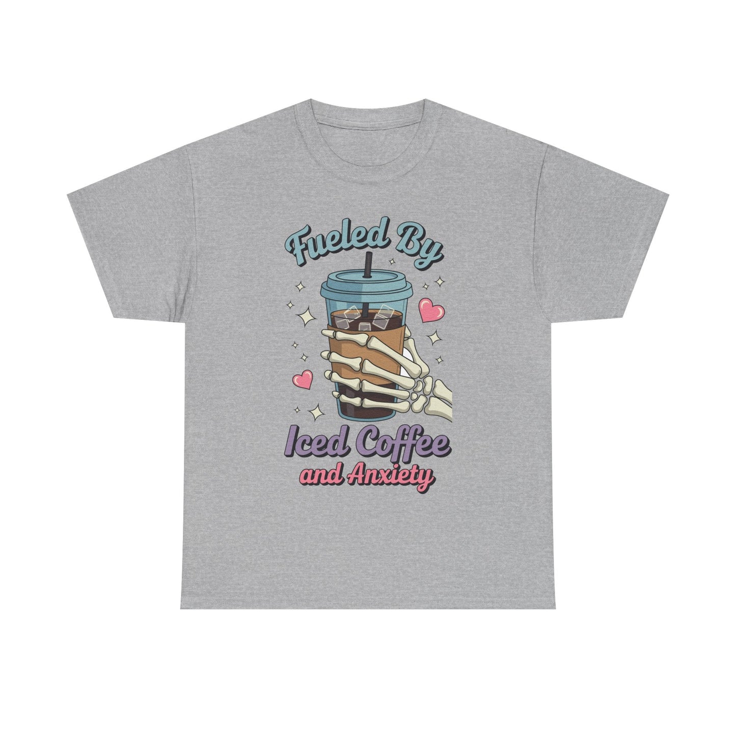 Fueled by Iced Coffee and Anxiety Funny Coffee Lover T-Shirt