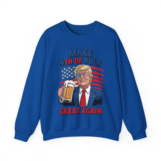 Funny Trump Make 4th Of July Great Again Drinking Beer Sweatshirt
