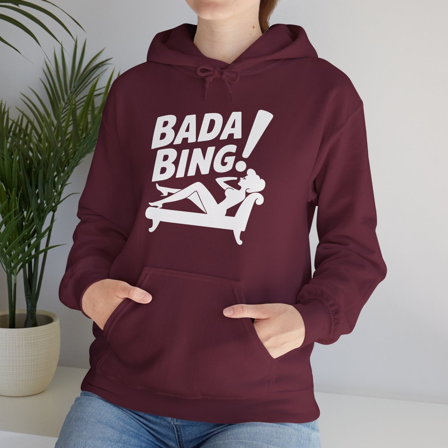 Funny Vintage Bada Sarcastic Bing Retro Sexy Girl Bada Bam Hoodie