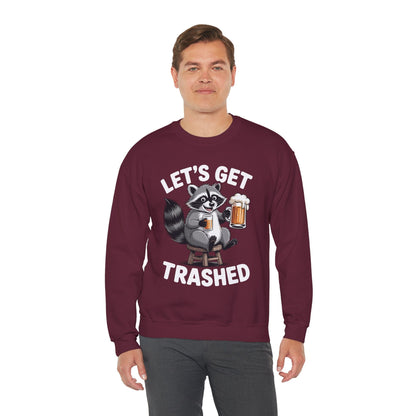 Funny Let's Get Trashed Raccoon Meme Humor Beer Drinking Sweatshirt